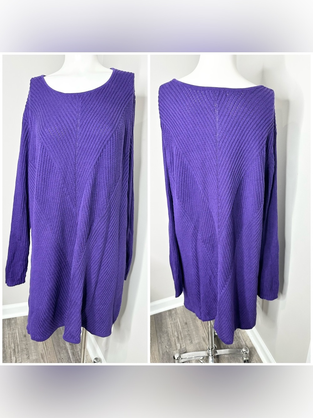 Jessica London Violet Ribbed Scoop Neck Sweater-20/32